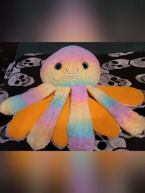 Goffa huge Stuffed octopus rainbow plush With Glitter Eyes